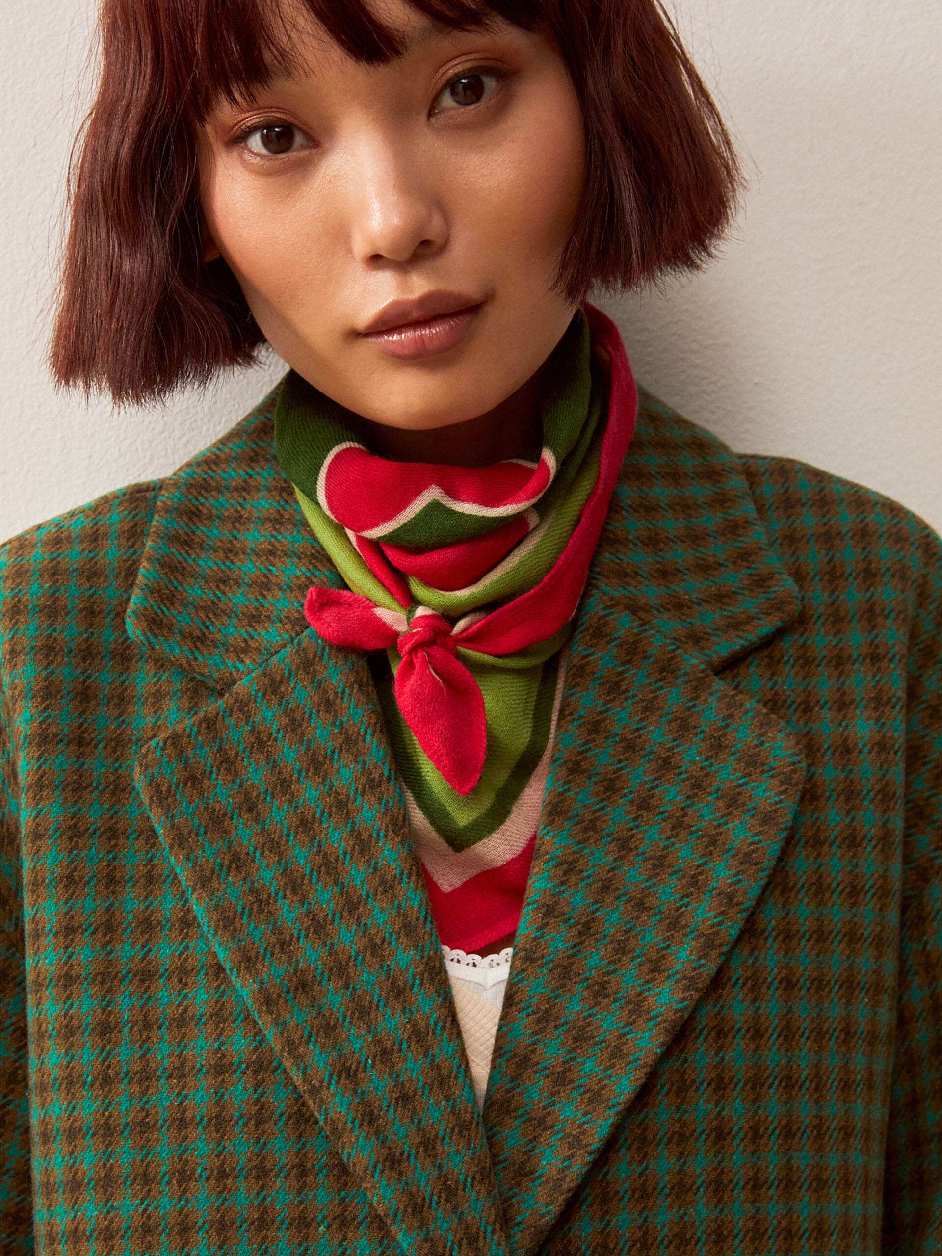 MANTEAU LOWANAU  Carreaux vert , Pr&ecirc;t-&agrave;-porter Bensimon