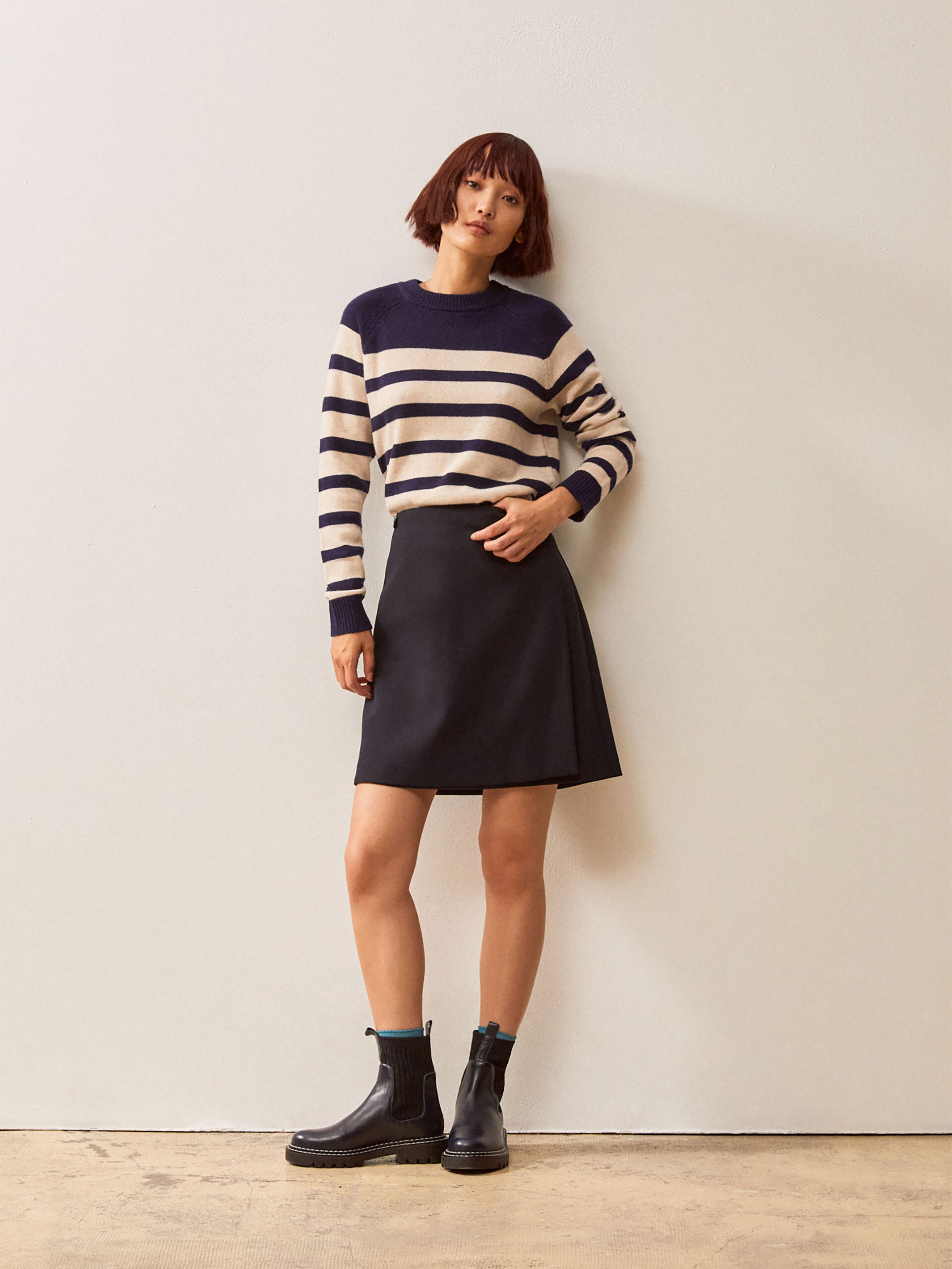 JUPE ILANA  Bleu nuit , Pr&ecirc;t-&agrave;-porter Bensimon