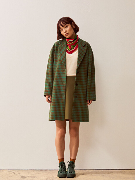 MANTEAU LOWANAU  Carreaux vert , Prêt-à-porter Bensimon