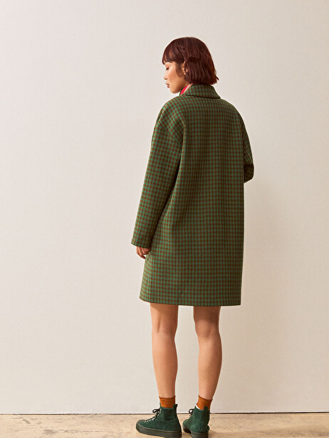 MANTEAU LOWANAU  Carreaux vert , Prêt-à-porter Bensimon