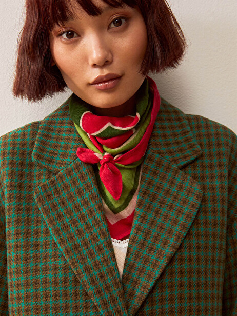 MANTEAU LOWANAU  Carreaux vert , Prêt-à-porter Bensimon