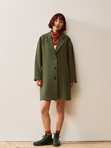 MANTEAU LOWANAU  Carreaux vert , Prêt-à-porter Bensimon