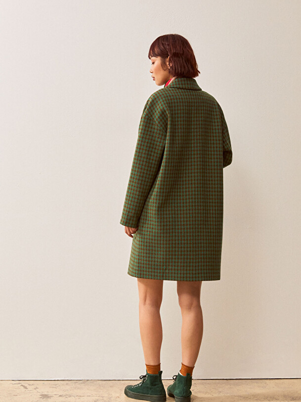 MANTEAU LOWANAU  Carreaux vert , Pr&ecirc;t-&agrave;-porter Bensimon