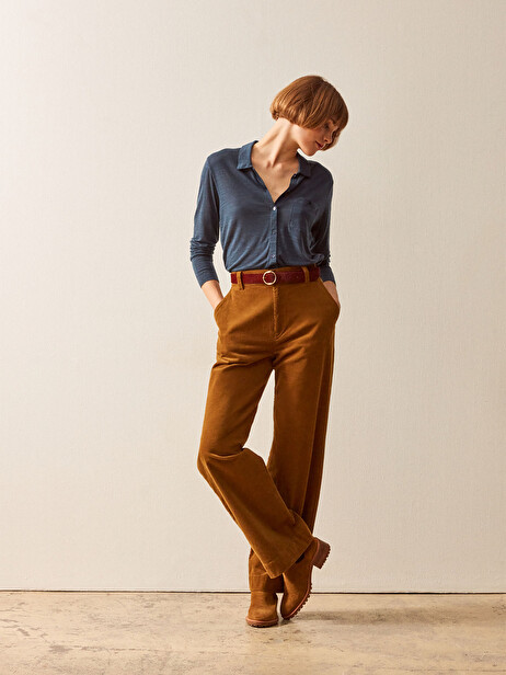 PANTALON DAMA VELOURS  Brun , Prêt-à-porter Bensimon