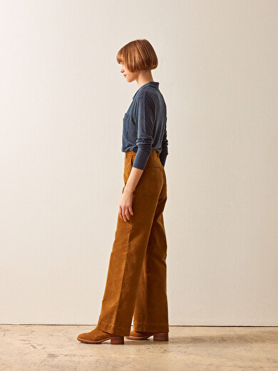 PANTALON DAMA VELOURS  Brun , Prêt-à-porter Bensimon