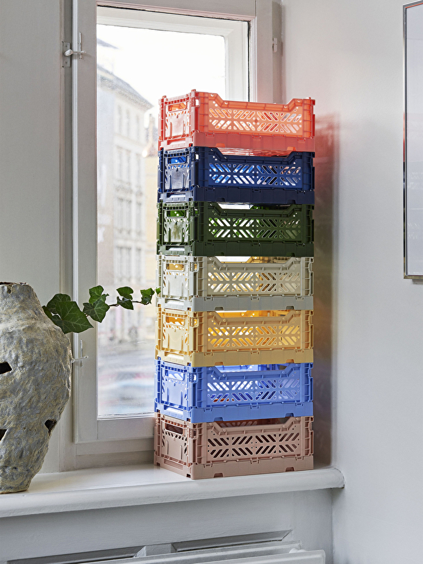 PANIER COLOUR CRATE M POLYPROPYLENE RECYCLE BLEU MARINE - HAY Navy , Maison Bensimon