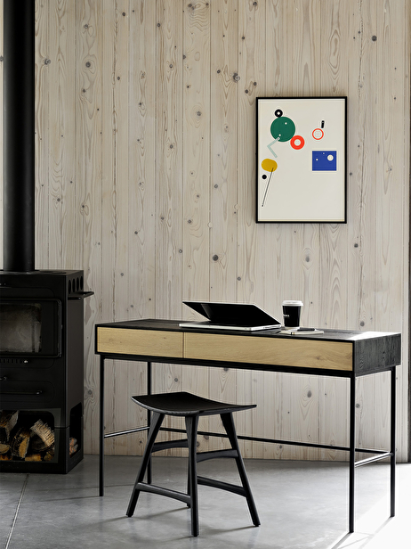 BUREAU BLACKBIRD 2 TIROIRS - ETHNICRAFT  Chene clair , Maison Bensimon