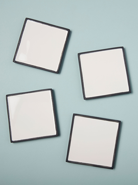 4 DESSOUS DE VERRE CROKI BLANC ET NOIR -...  Noir/blanc , Maison Bensimon