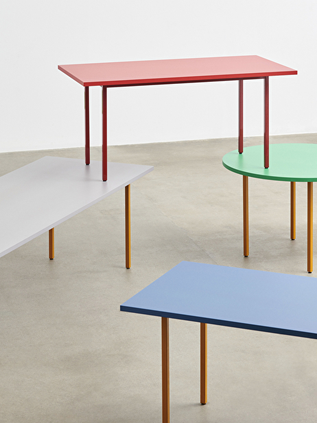 TABLE RONDE TWO-COLOUR MULLER VAN SEVEREN VERT PIED OCRE D105CM - HAY  Vert , Maison Bensimon
