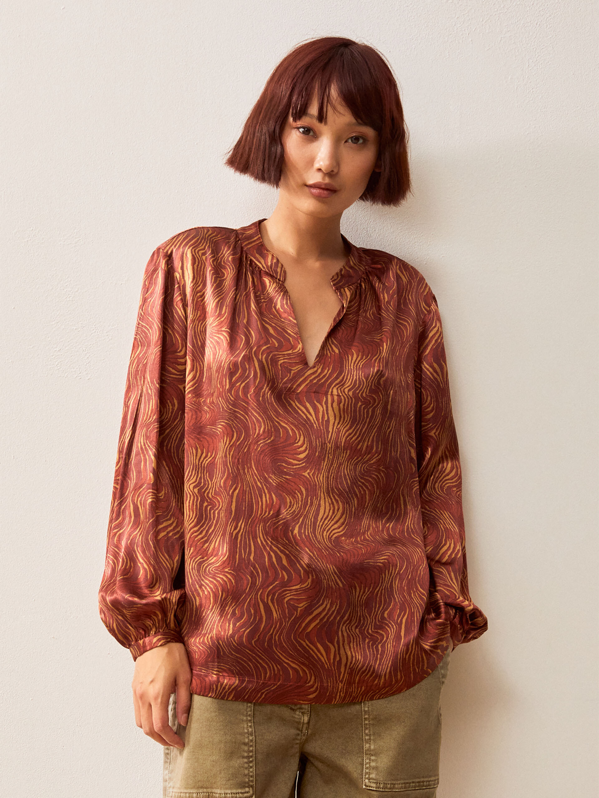 BLOUSE AZENOR  Impr. moir&Eacute; , Pr&ecirc;t-&agrave;-porter Bensimon