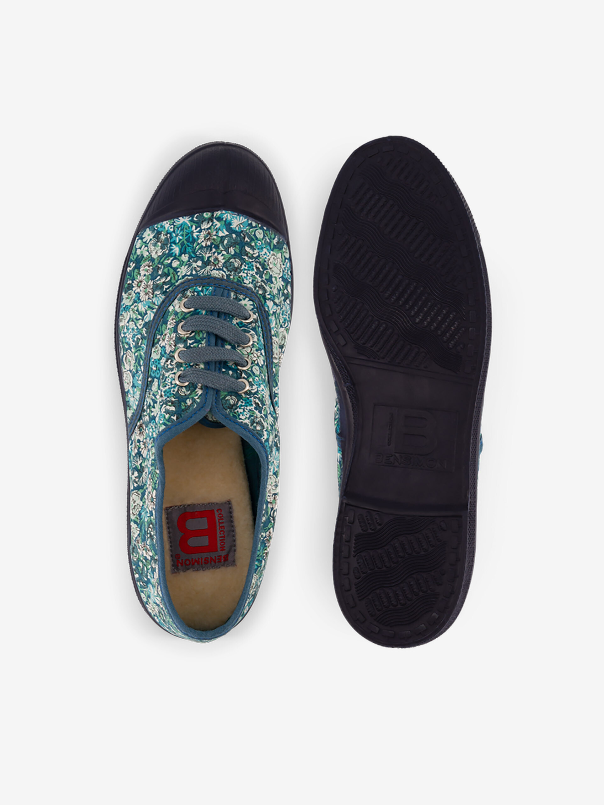 TENNIS LACET LIBERTY Fleurs bleues , Tennis & Chaussures Bensimon