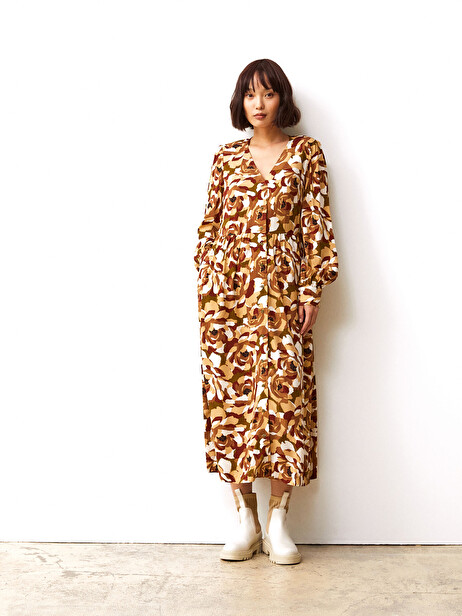ROBE FABRIZIANA  Fleurs d'automne , Pr&ecirc;t-&agrave;-porter Bensimon