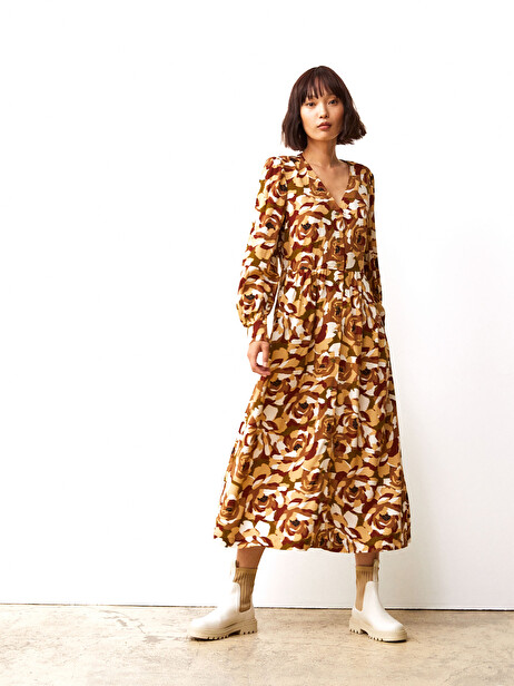 ROBE FABRIZIANA  Fleurs d'automne , Pr&ecirc;t-&agrave;-porter Bensimon