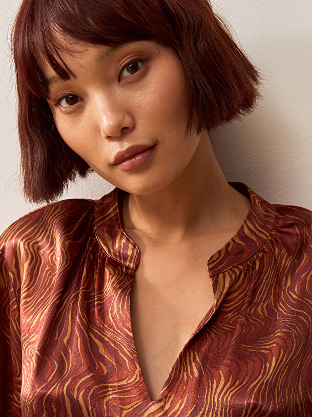 BLOUSE AZENOR  Impr. moir&Eacute; , Pr&ecirc;t-&agrave;-porter Bensimon