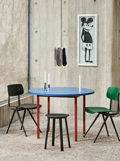 TABLE RONDE TWO-COLOUR MULLER VAN SEVEREN BLEU PIED BORDEAUX D105CM - HAY  Bleu , Maison Bensimon
