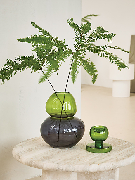 VASE VERRE SOUFFLE BICOLORE VERT 19.5X24...  Vert , Maison Bensimon