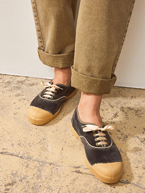 LACETS FEMME VELVET  Grey twill , Tennis & Chaussures Bensimon