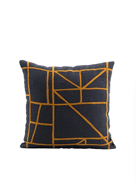COUSSIN NR LINE OCRE 45X45CM - HARMONY  Noir , Maison Bensimon