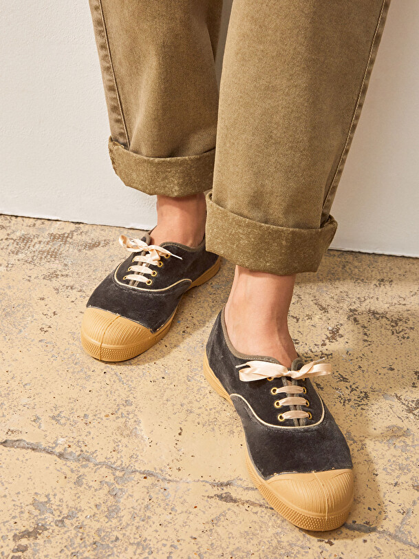 LACETS FEMME VELVET  Grey twill , Tennis & Chaussures Bensimon