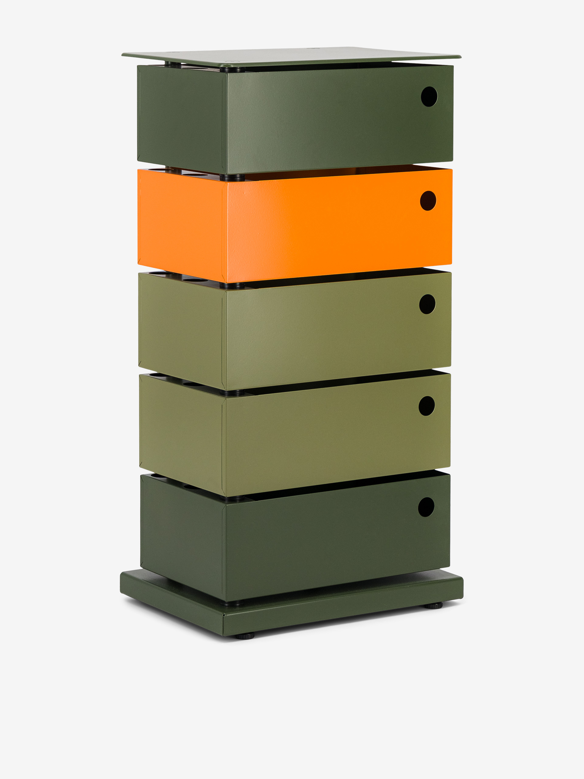 MEUBLE 5 TIROIRS PIVOTANTS  Orange/kaki , Maison Bensimon