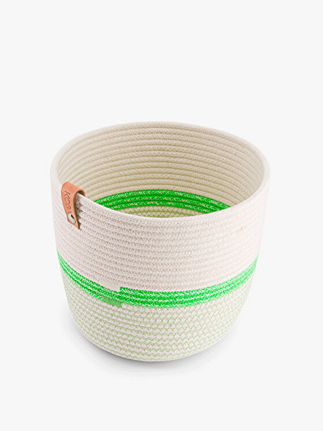 CACHE POT CORDE RECYCLEE VERT FLUO M - KOBA  Terre rose , Maison Bensimon