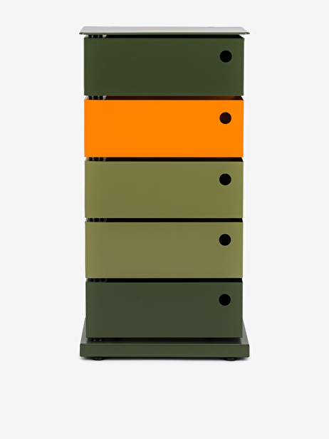 MEUBLE 5 TIROIRS PIVOTANTS  Orange/kaki , Maison Bensimon