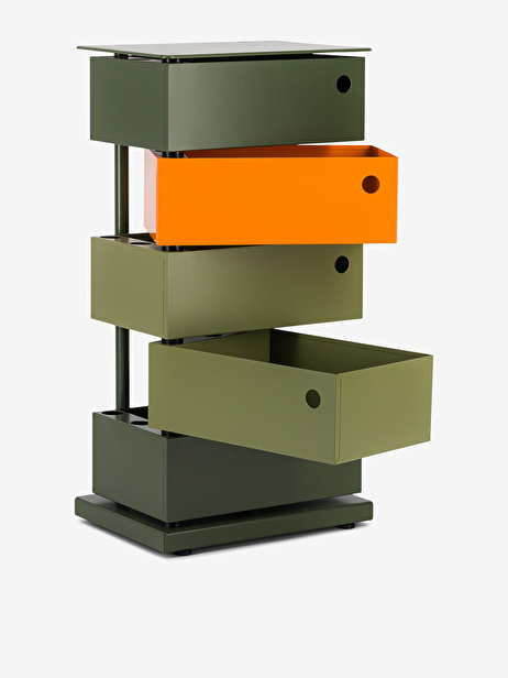MEUBLE 5 TIROIRS PIVOTANTS  Orange/kaki , Maison Bensimon