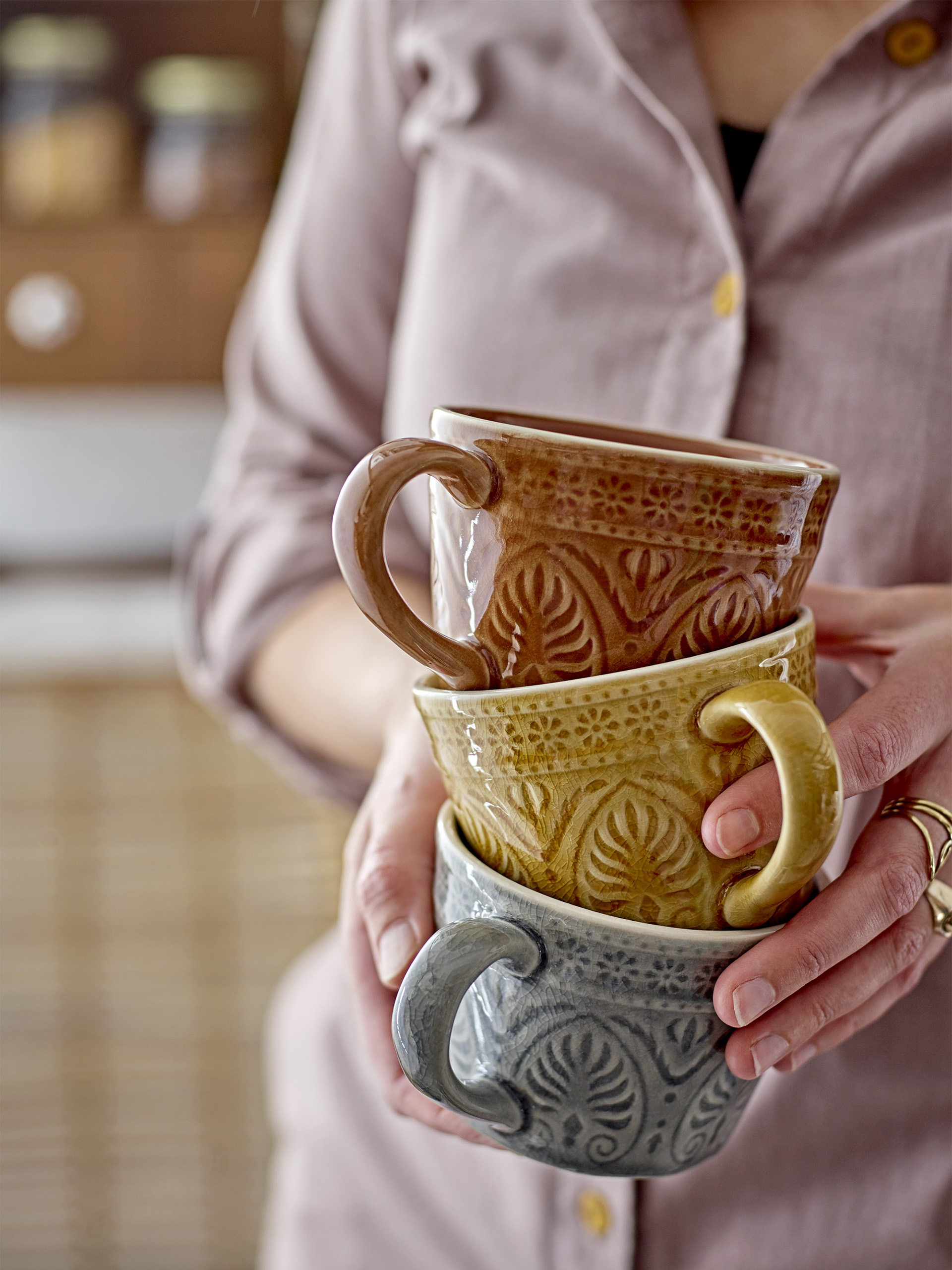 SET 4 TASSES RETRO GRES - BLOOMINGVILLE Multicolore , Maison Bensimon