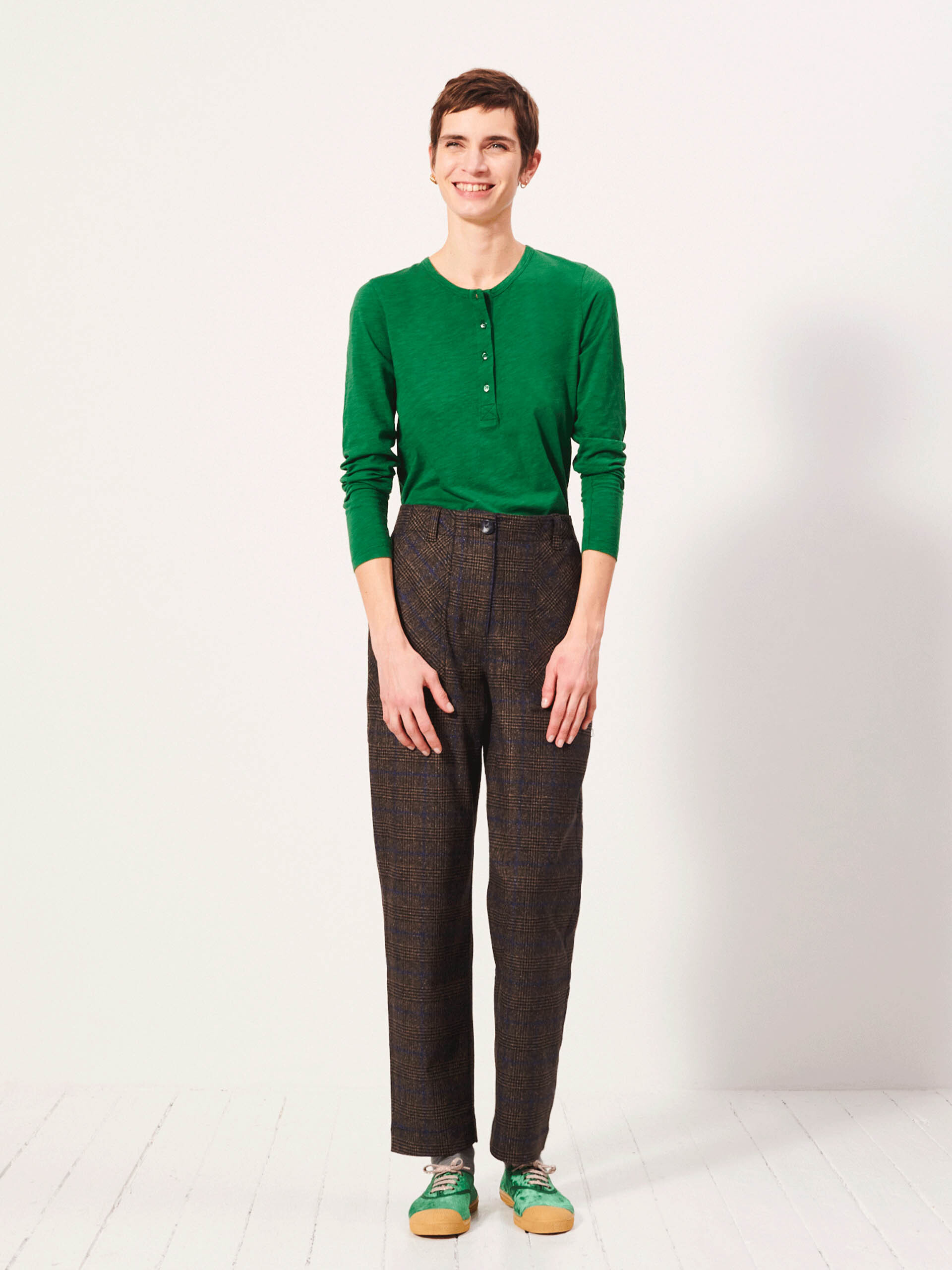 PANTALON HUGUES  Flanelle checks , Pr&ecirc;t-&agrave;-porter Bensimon