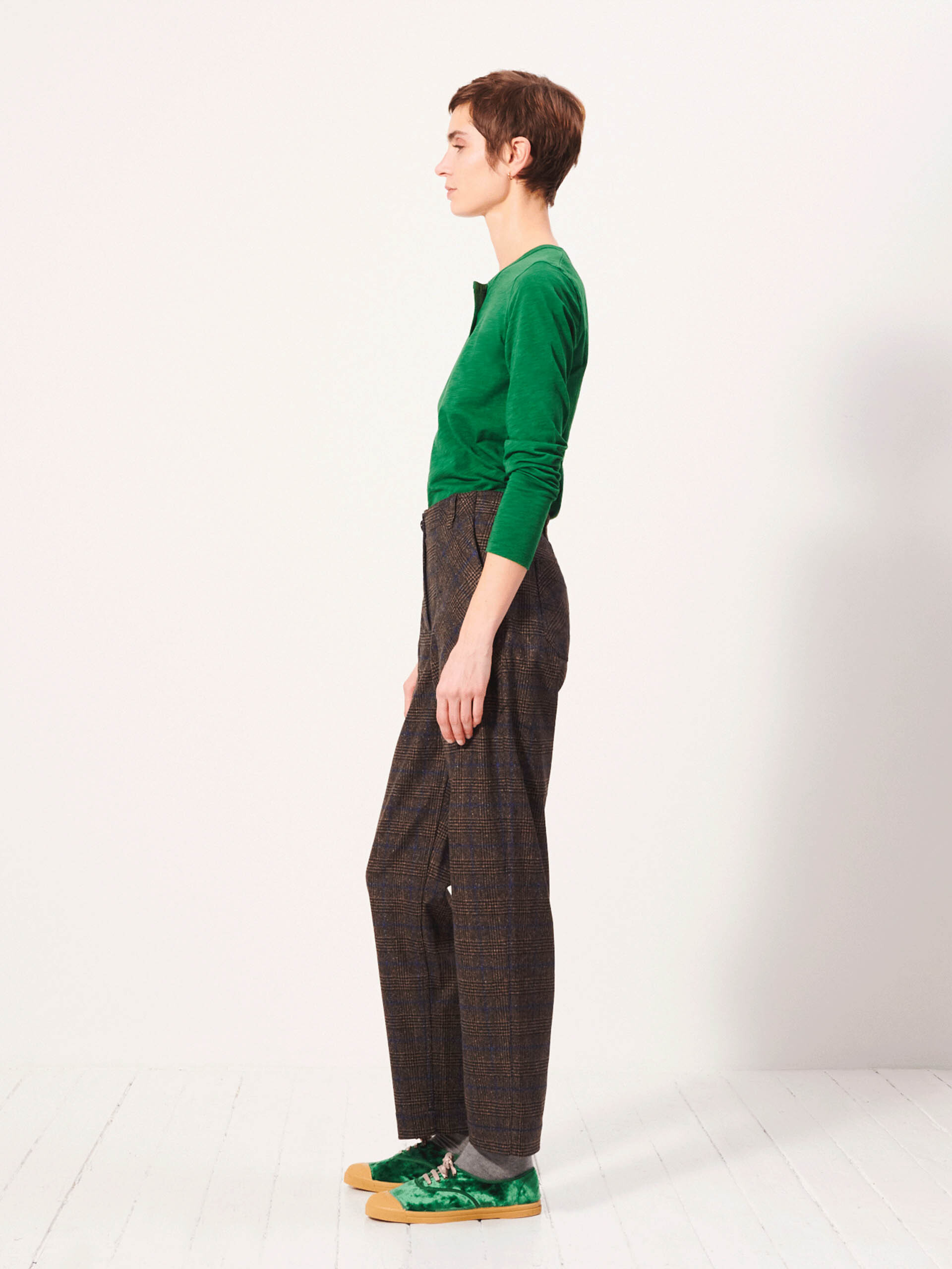 PANTALON HUGUES  Flanelle checks , Pr&ecirc;t-&agrave;-porter Bensimon