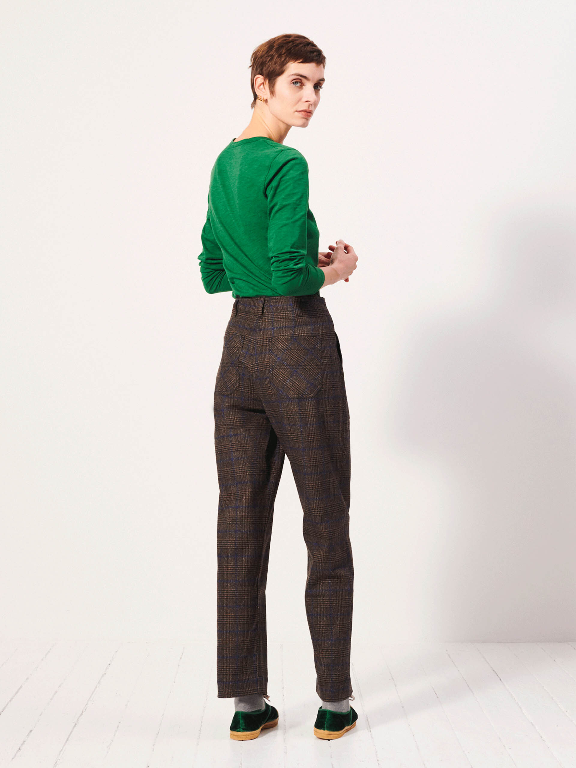PANTALON HUGUES  Flanelle checks , Pr&ecirc;t-&agrave;-porter Bensimon