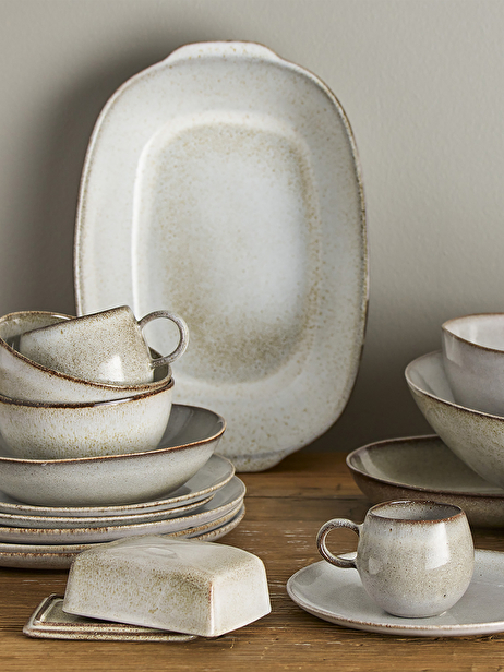 GRANDE ASSIETTE RAW GRES NATUREL - BLOO...  Naturel , Maison Bensimon