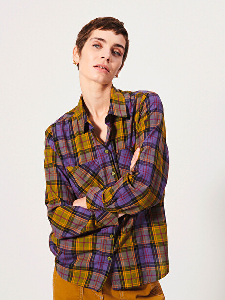 CHEMISE HILARIO  Carreaux bleu-kaki , Prêt-à-porter Bensimon