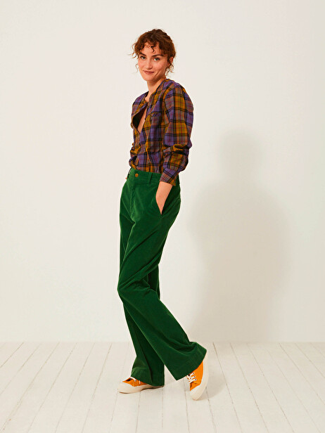 BLOUSE KELY  Carreaux bleu-kaki , Prêt-à-porter Bensimon