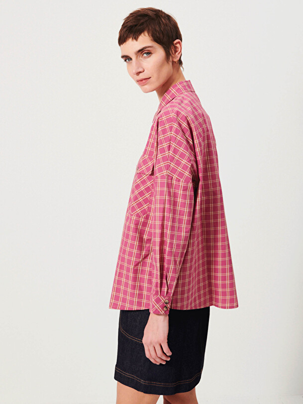 CHEMISE JANICE  Carreaux rose , Pr&ecirc;t-&agrave;-porter Bensimon