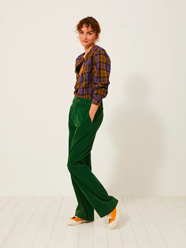 BLOUSE KELY  Carreaux bleu-kaki , Pr&ecirc;t-&agrave;-porter Bensimon
