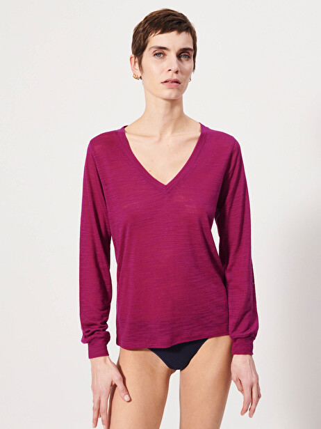TEE SHIRT HARRIS ML  Amarante , Prêt-à-porter Bensimon