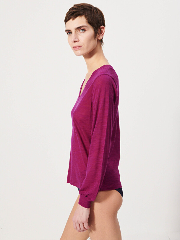 TEE SHIRT HARRIS ML  Amarante , Pr&ecirc;t-&agrave;-porter Bensimon