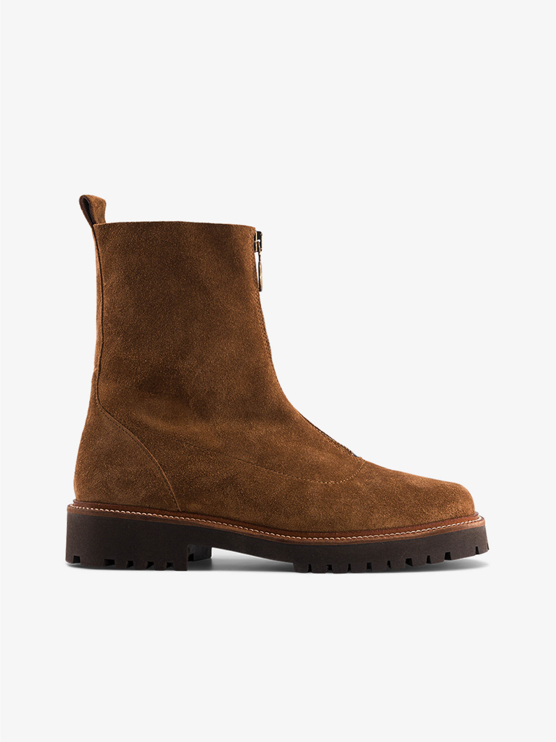 BOOTS ZIPPEES Cognac , Prêt-à-porter Bensimon