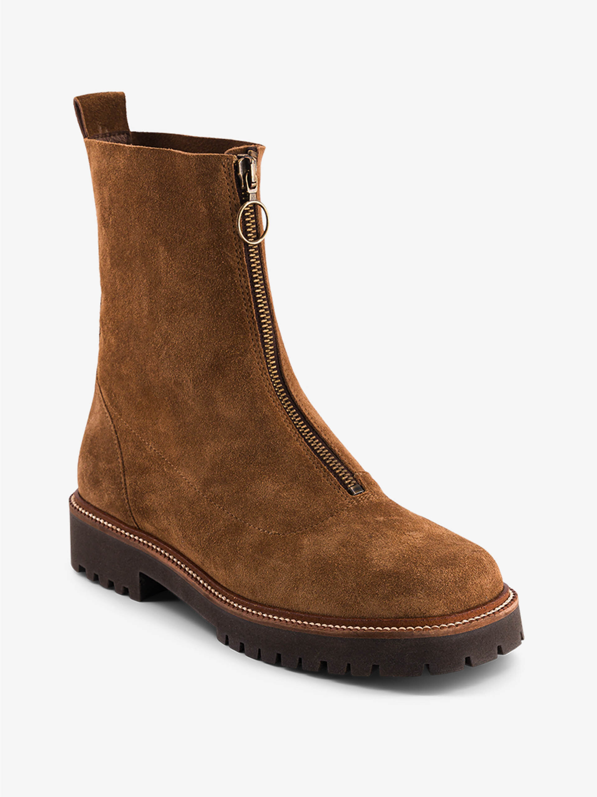 BOOTS ZIPPEES Cognac , Prêt-à-porter Bensimon