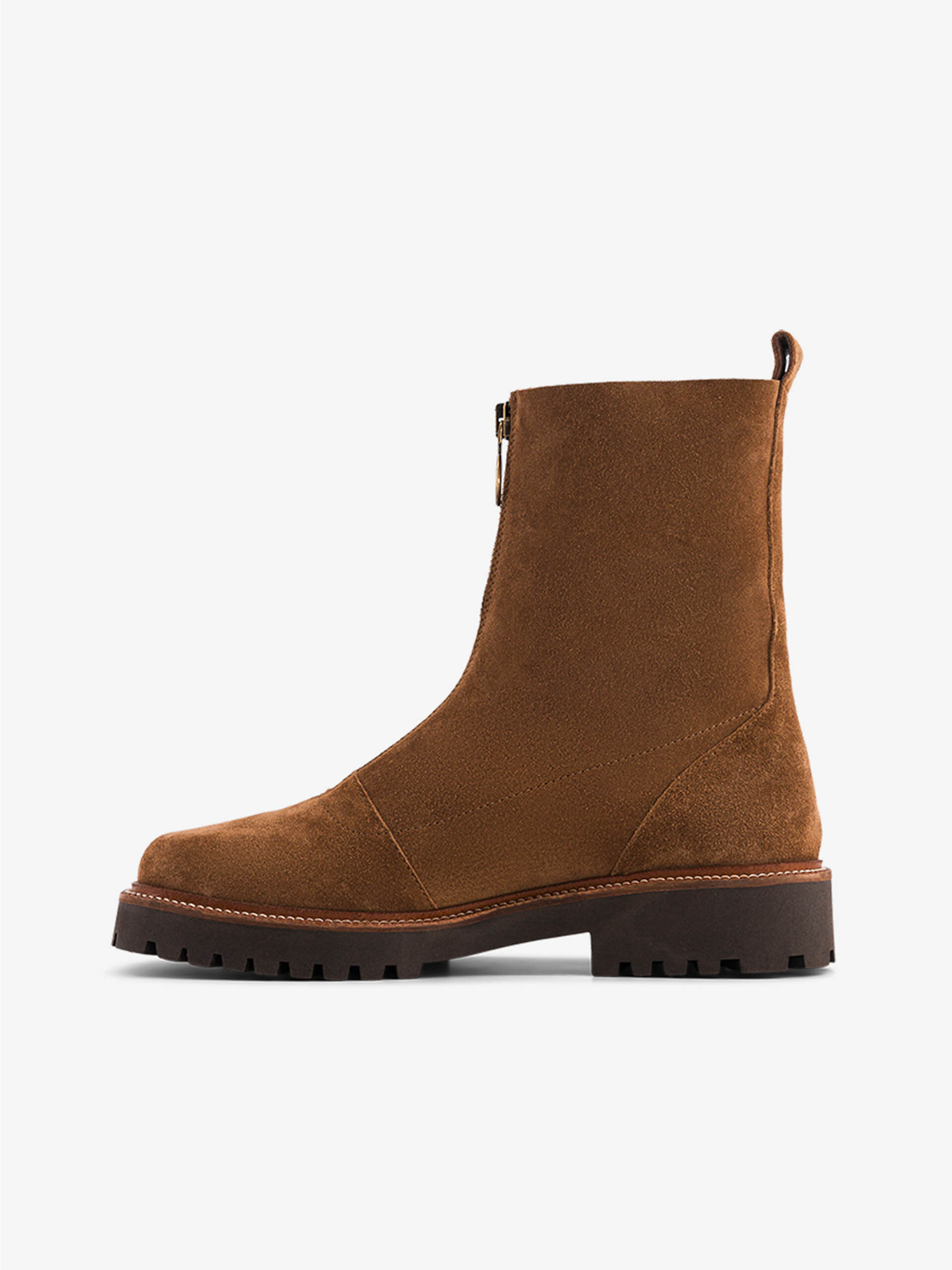 BOOTS ZIPPEES Cognac , Prêt-à-porter Bensimon