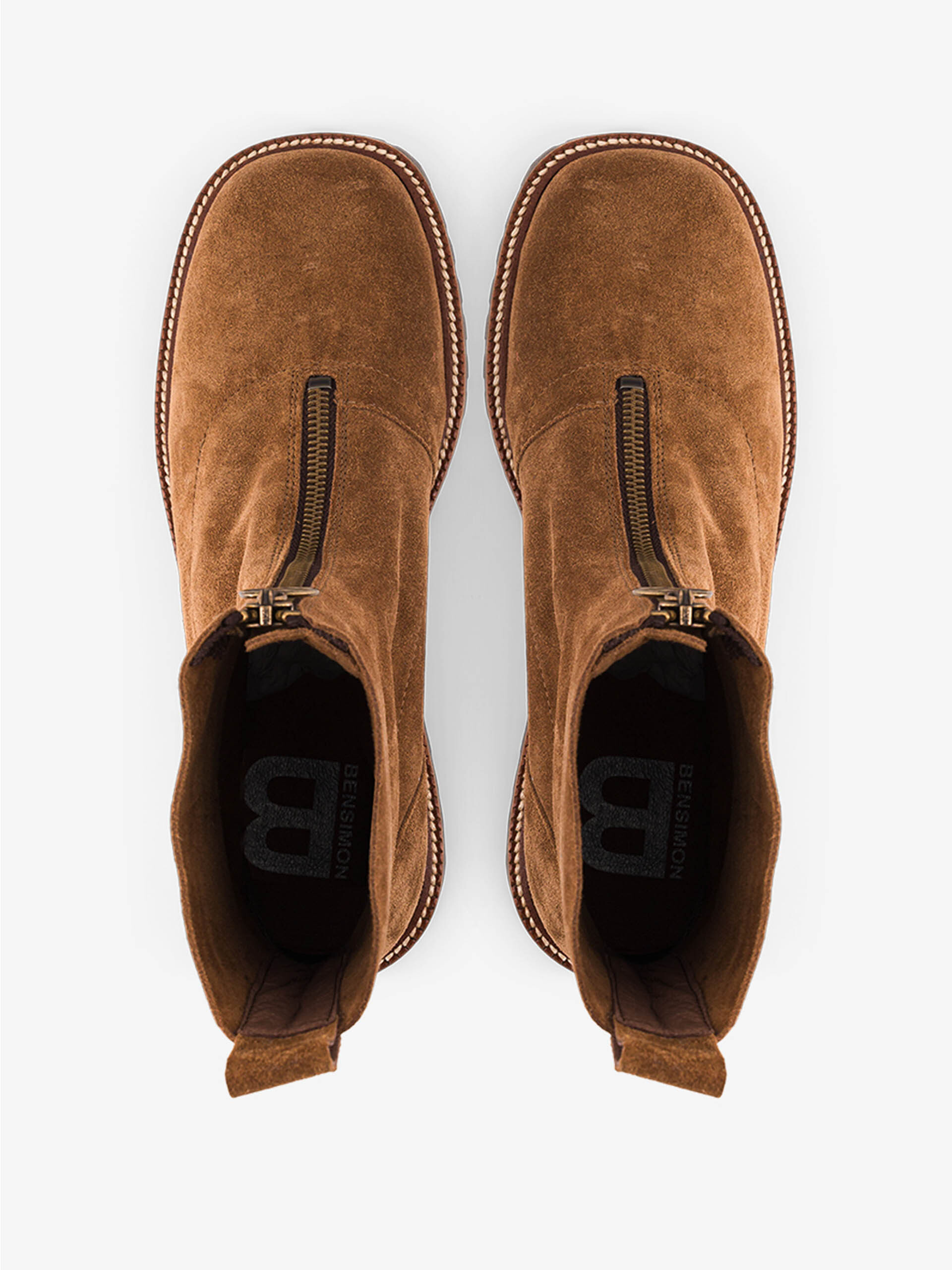BOOTS ZIPPEES Cognac , Prêt-à-porter Bensimon