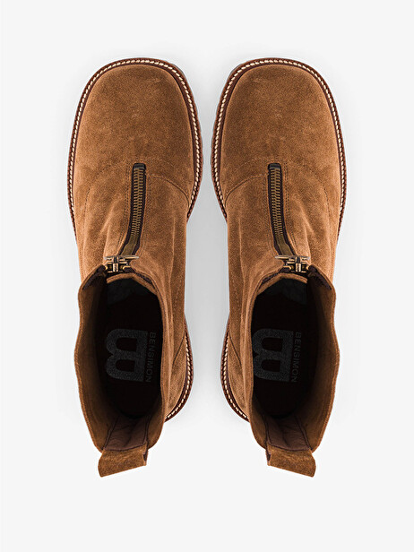 BOOTS ZIPPEES  Cognac , Archives Bensimon