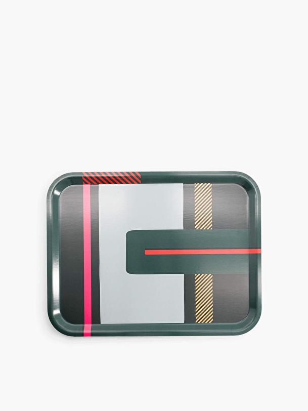 PLATEAU STRIPES L 43X33 VERT Vert , Maison Bensimon