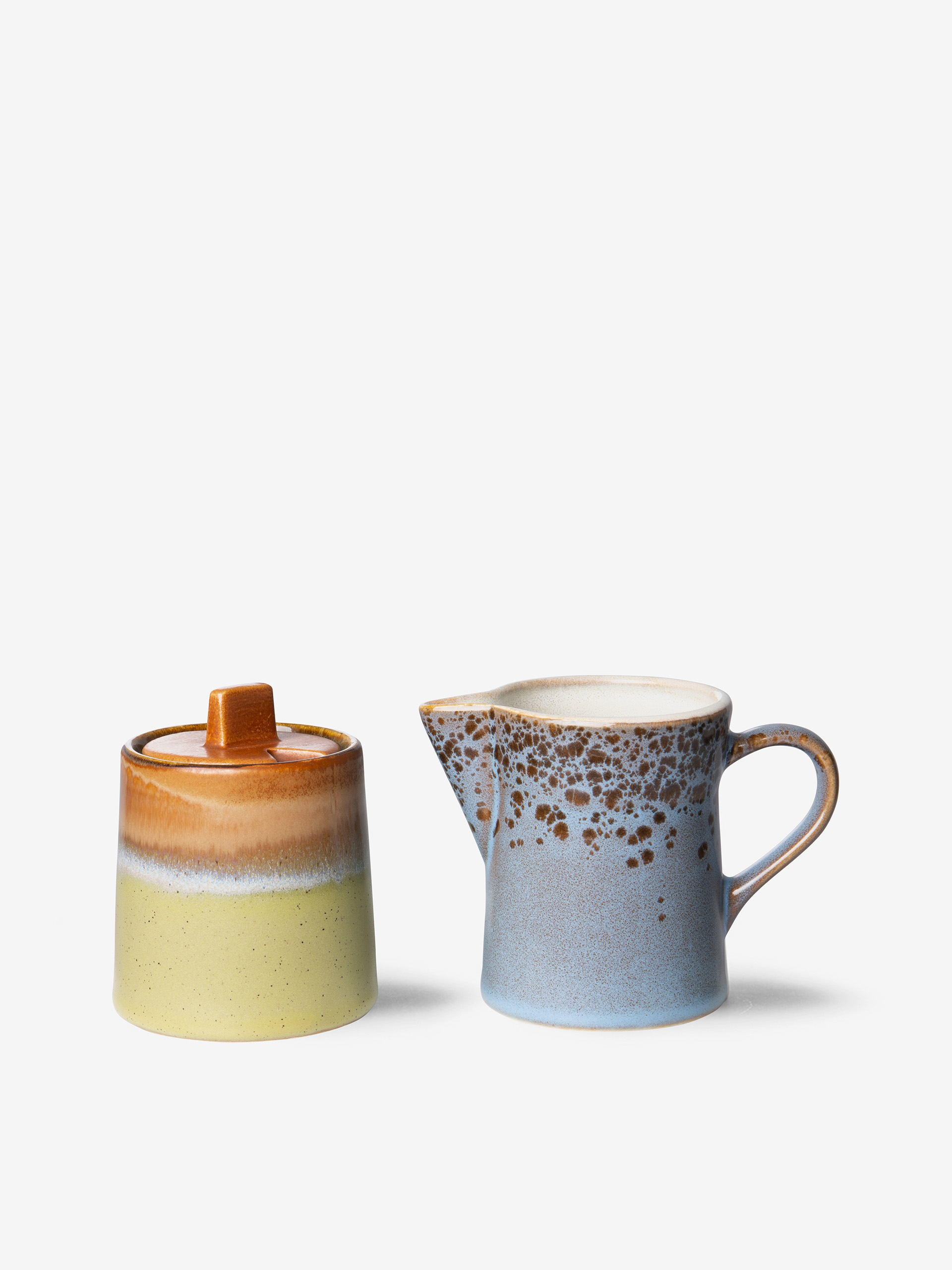 POT A LAIT ET SUCRIER 70s CERAMIQUE - HK LIVING Orange/indigo , Maison Bensimon