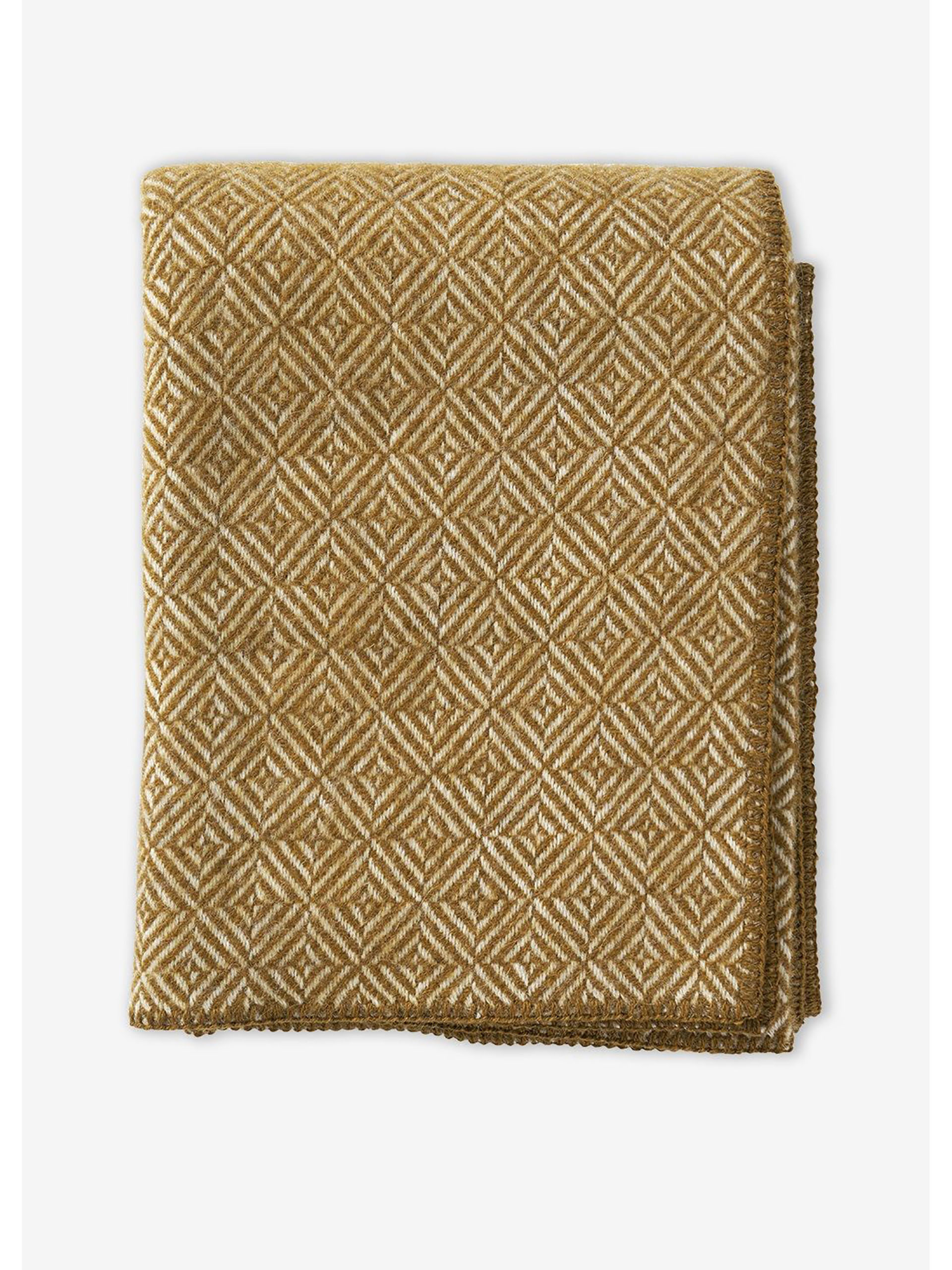 PLAID EN LAINE LOSANGE SAFRAN - KLIPPAN Caramel , Maison Bensimon