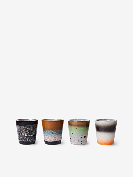 SET DE 4 TASSES EXPRESSO 70s CERAMIQUE - HK LIVING  Multicolore , Maison Bensimon