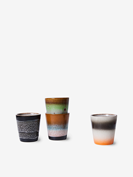 SET DE 4 TASSES EXPRESSO 70s CERAMIQUE - HK LIVING  Multicolore , Maison Bensimon