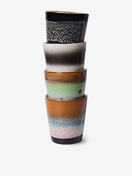 SET DE 4 TASSES EXPRESSO 70s CERAMIQUE - HK LIVING  Multicolore , Maison Bensimon