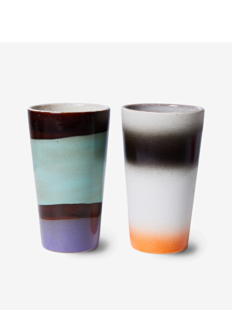 DUO DE TASSES LATTE 70s CERAMIQUE - HK LIVING  Multicolore , Maison Bensimon
